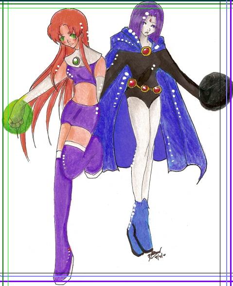 Starfire and Raven by Atashi