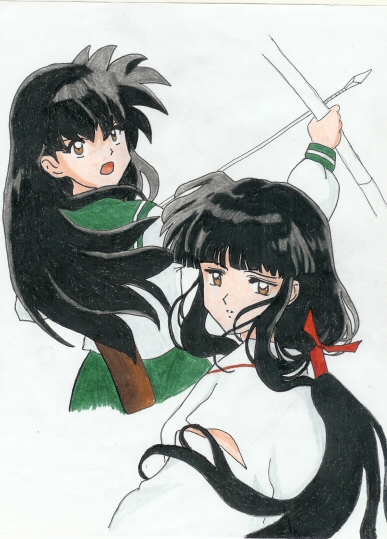 Kagome and Kikyo, request (colored) by Atratus