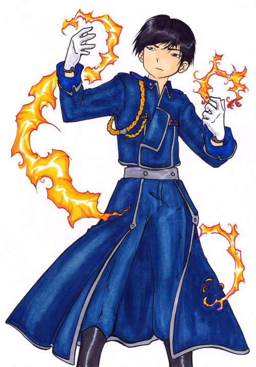 Roy Mustang + Fire by Auryfael