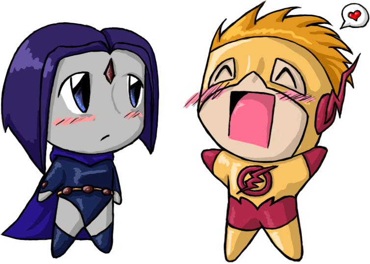 Teen Titan Chibis - Raven and Kid Flash by AutobotWindracer