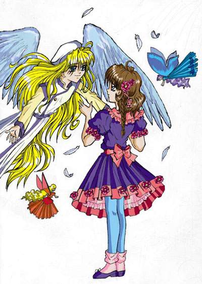 Little angel and girl by Autumn-Sacura