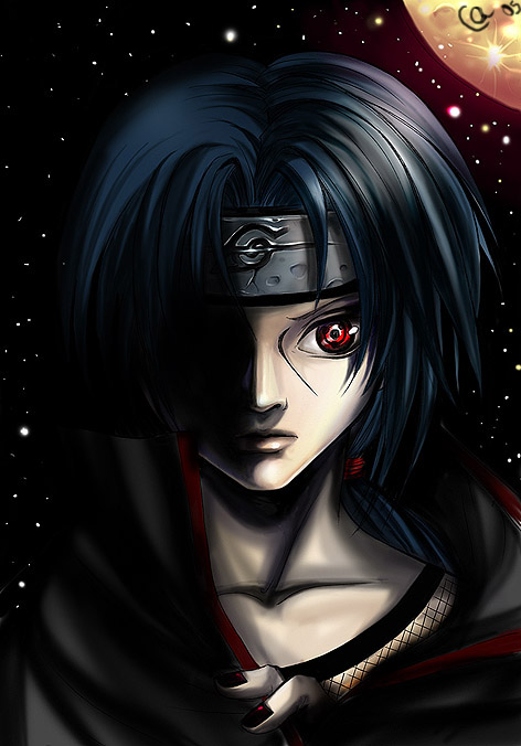 Itachi and the red moon by Autumn-Sacura