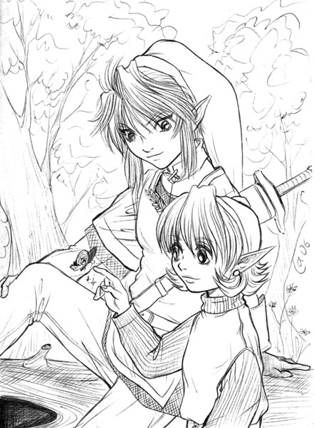 Link and child Saria by Autumn-Sacura