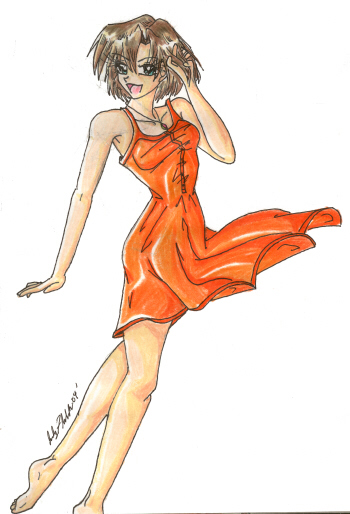 The Girl in the Orange Dress by AvroChan
