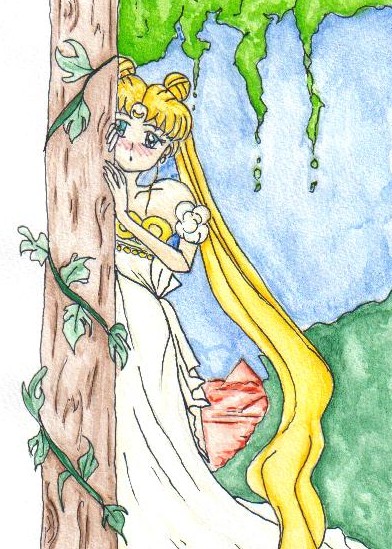 Sailor Moon behind a tree by Aya_kun_is_mine