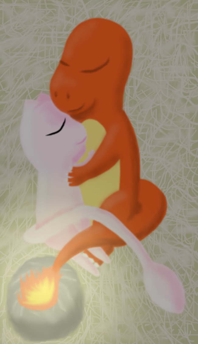 Sleeping Mew & Charmander by AzureMikari