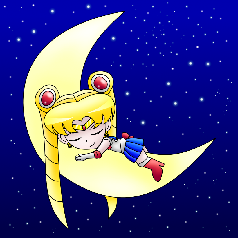 Sailor Moon colored (with lines & background) by AzureMikari