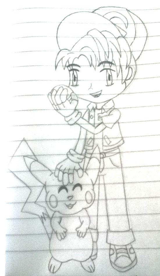 Ash and Pikachu sketch by AzureMikari