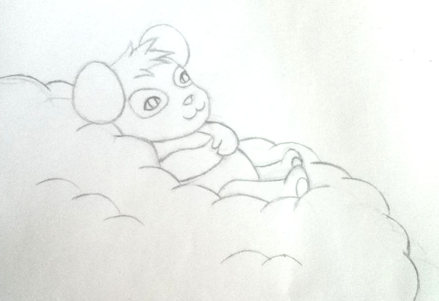 Panda on a cloud sketch by AzureMikari
