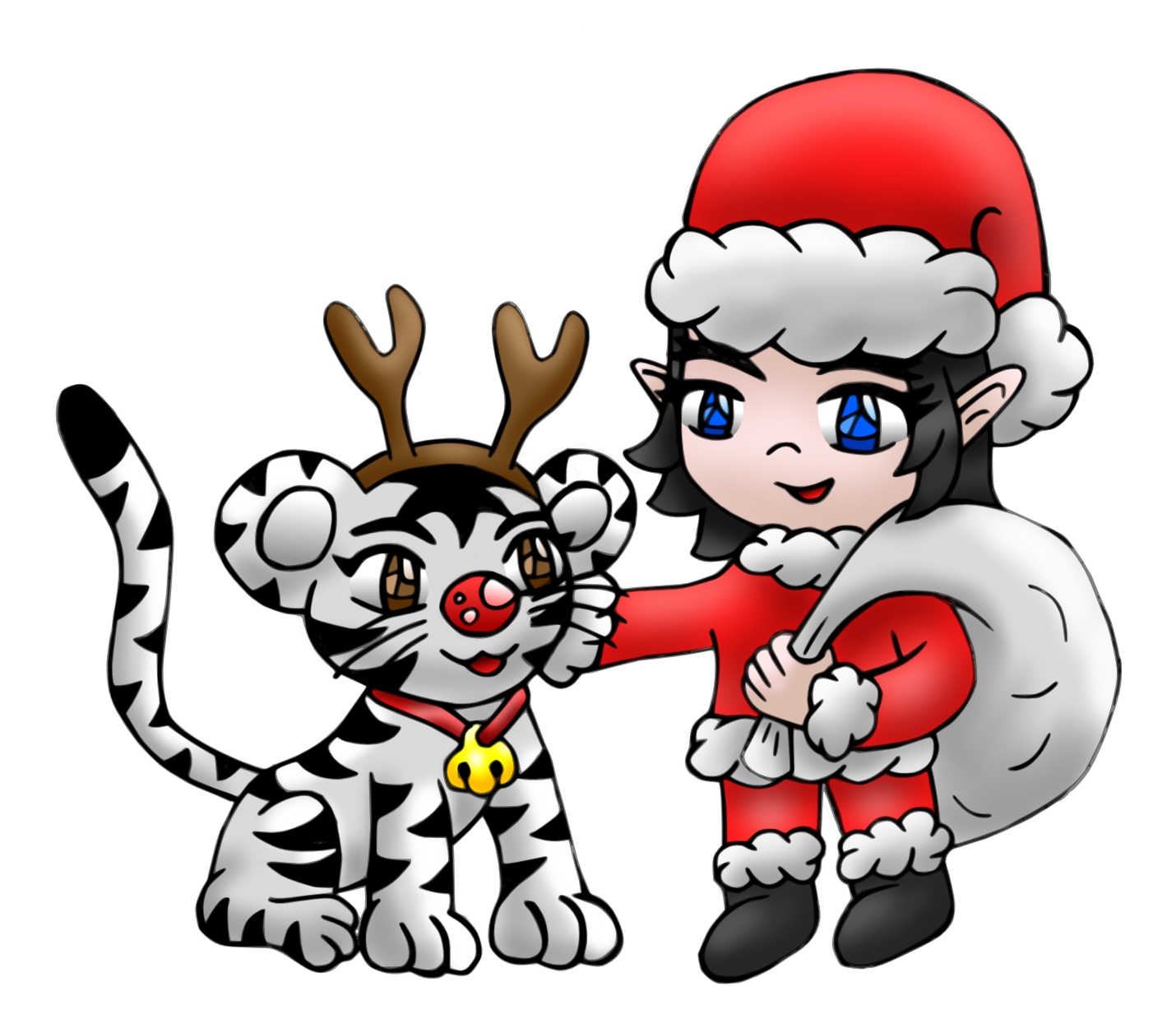 Ryo and White Blaze Christmas colored by AzureMikari