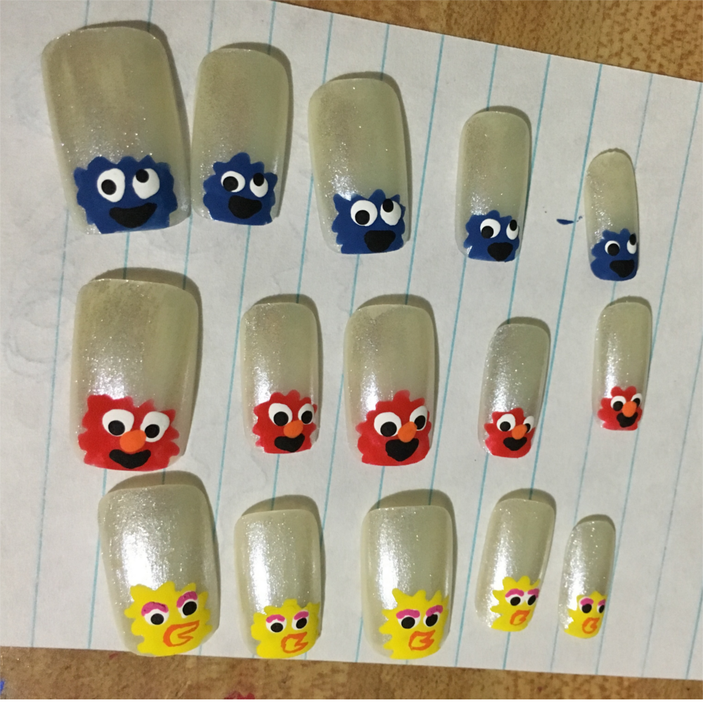 Sesame Street nails by AzureMikari