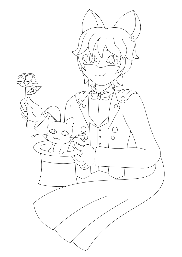 Chat Noir Tuxedo Mask lineart by AzureMikari