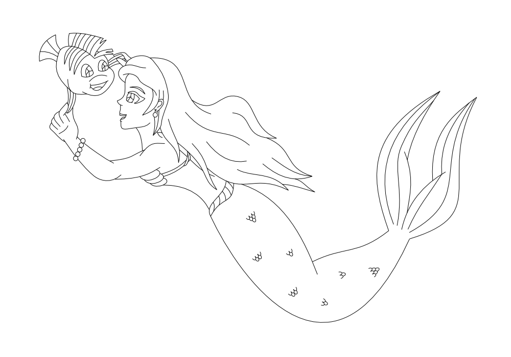 Little Mermaid lineart by AzureMikari