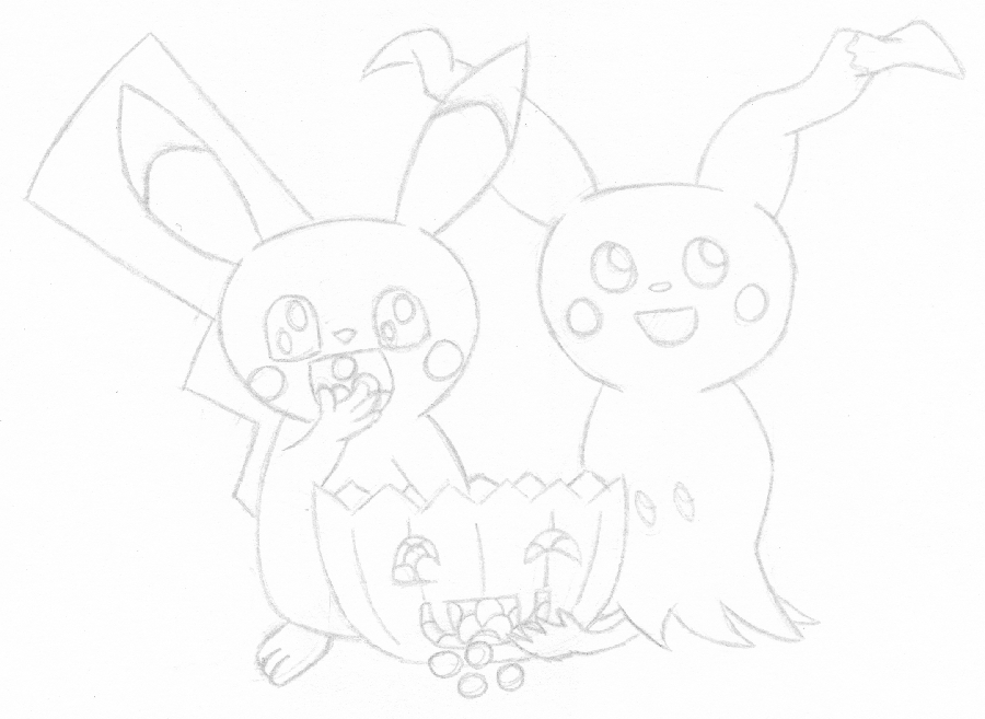 Pikachu Mimikyu Halloween sketch by AzureMikari