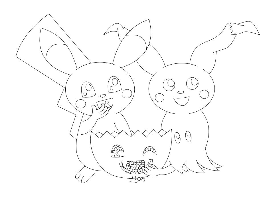 Pikachu Mimikyu Halloween lineart by AzureMikari