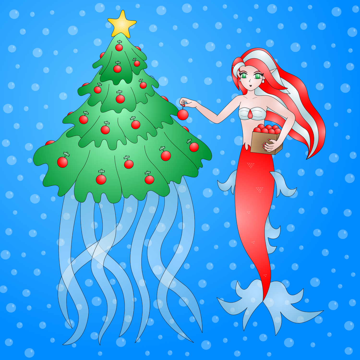 Christmas Mermaid by AzureMikari
