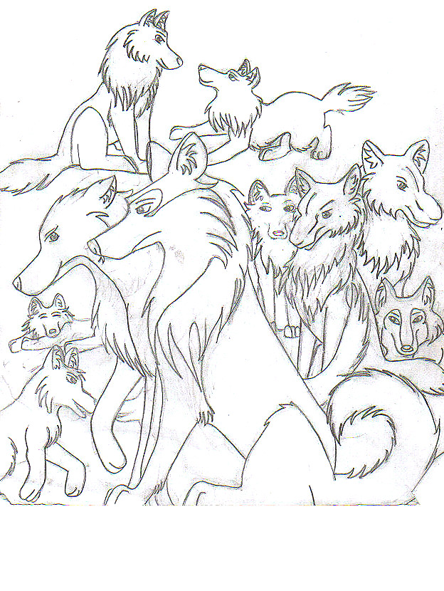 Wolves! (uncolored) by abcd123inuyasha