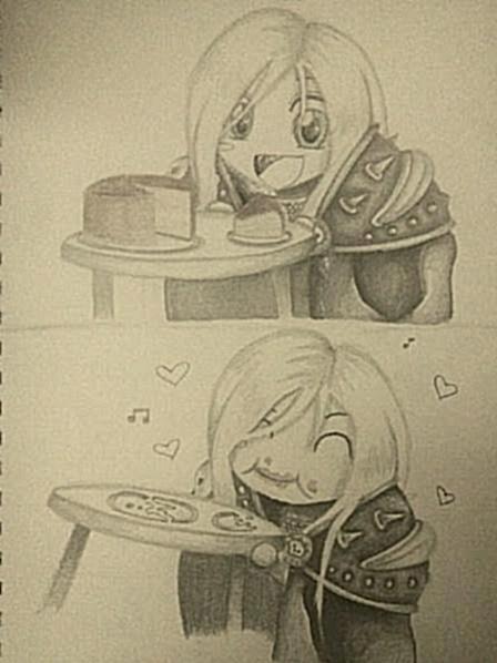 Chibi Arthas Eating Cake by adryan-jenkins