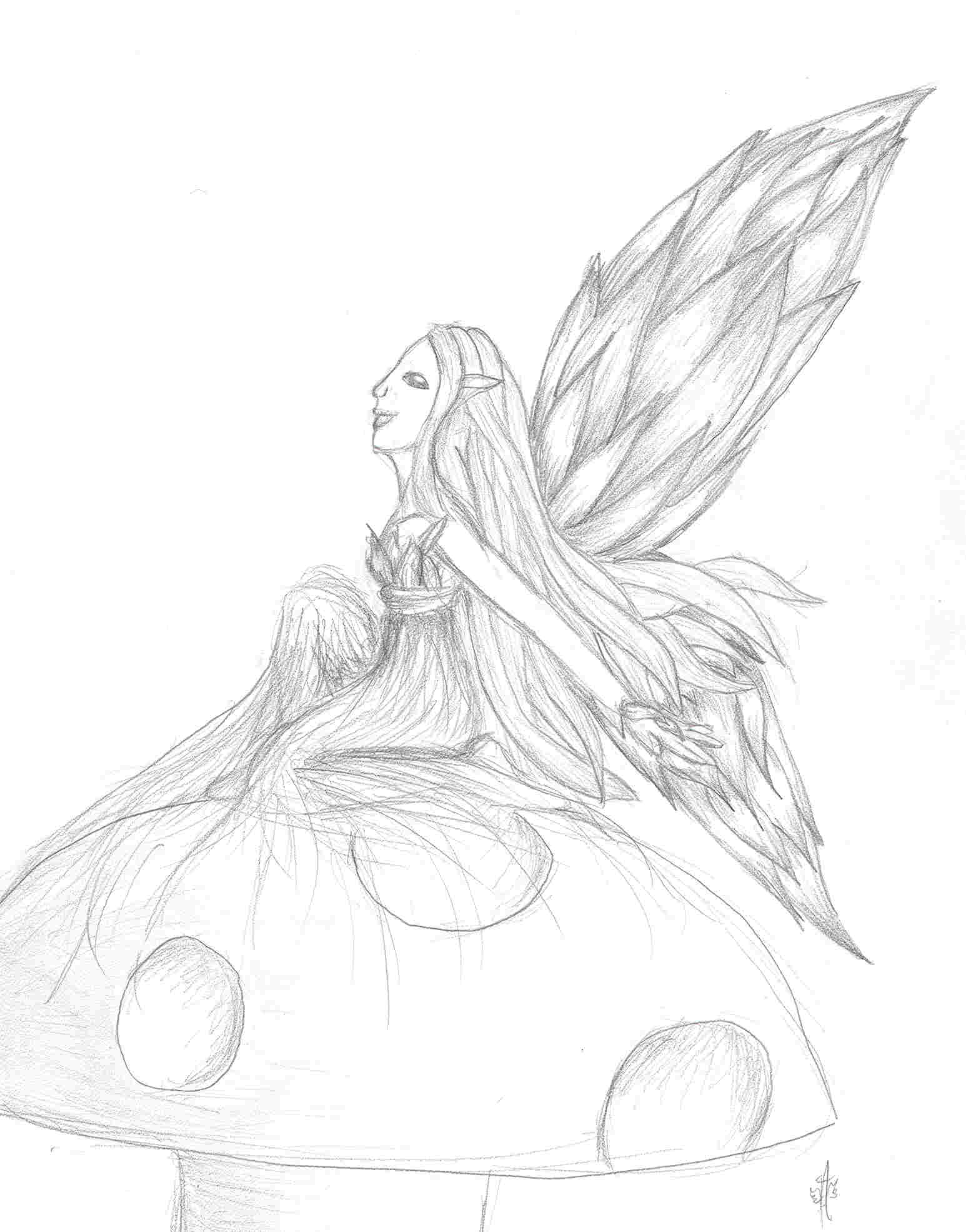 Fairy on a Mushroom by aliasangel