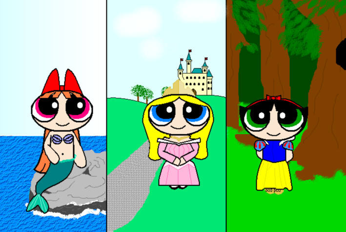 The Powerpuff Girls as Disney princesses- request for Hemley1 by alitta2