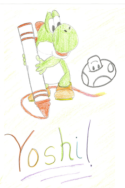 Yoshi drawing a picture!! by all_powerful_aussie