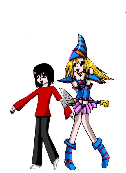 Nikky and Dark magician girl (for theif king Bakuras wife) by amelia
