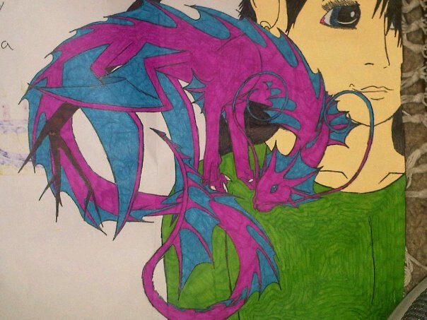 dragon on a shoulder by anaithehedgehog1