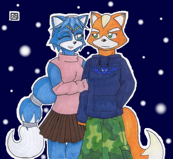 Fox and Krystal by anime_dragon_tamer