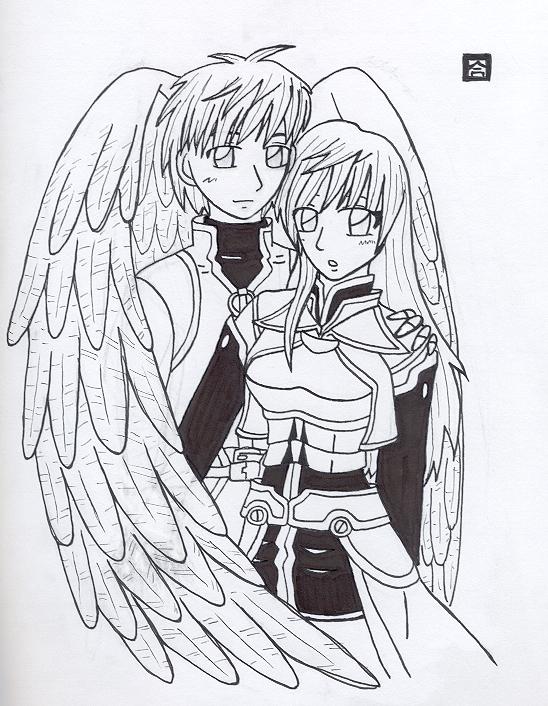 Maria's Angel (lineart) by anime_dragon_tamer
