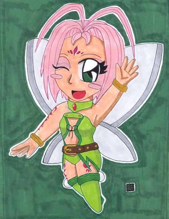 Chibi Green Fairy by anime_dragon_tamer