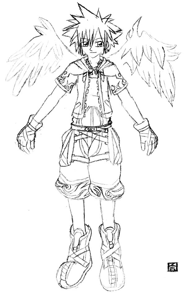 Sora- Final Form *sketch* by anime_dragon_tamer