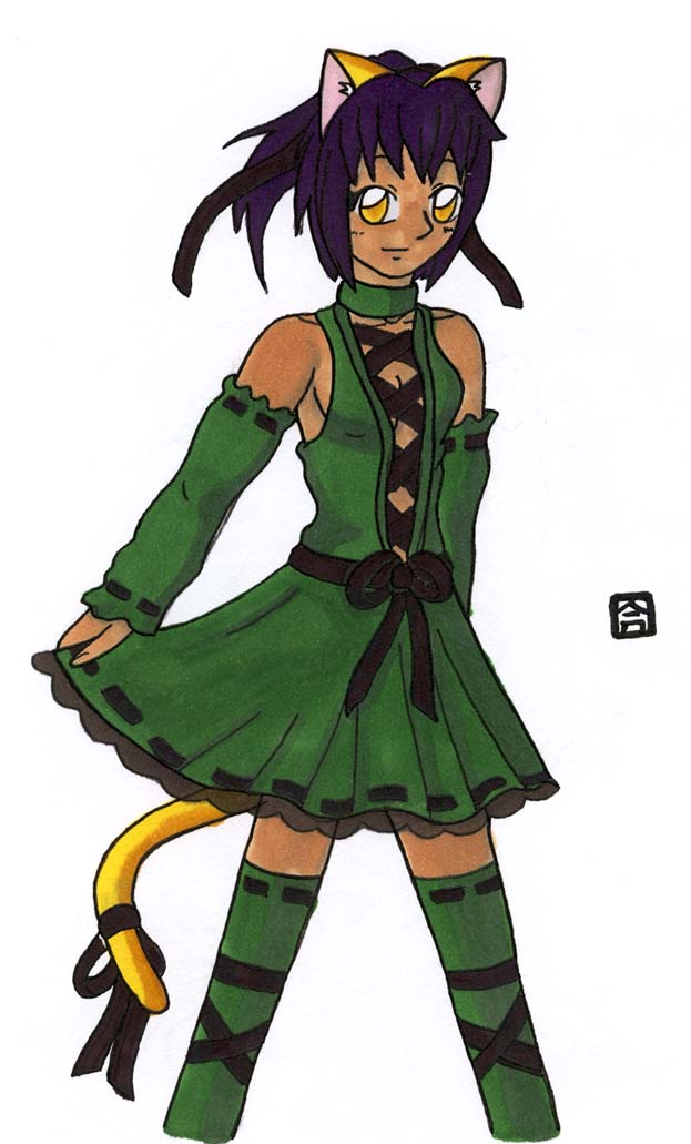 Green Neko by anime_dragon_tamer