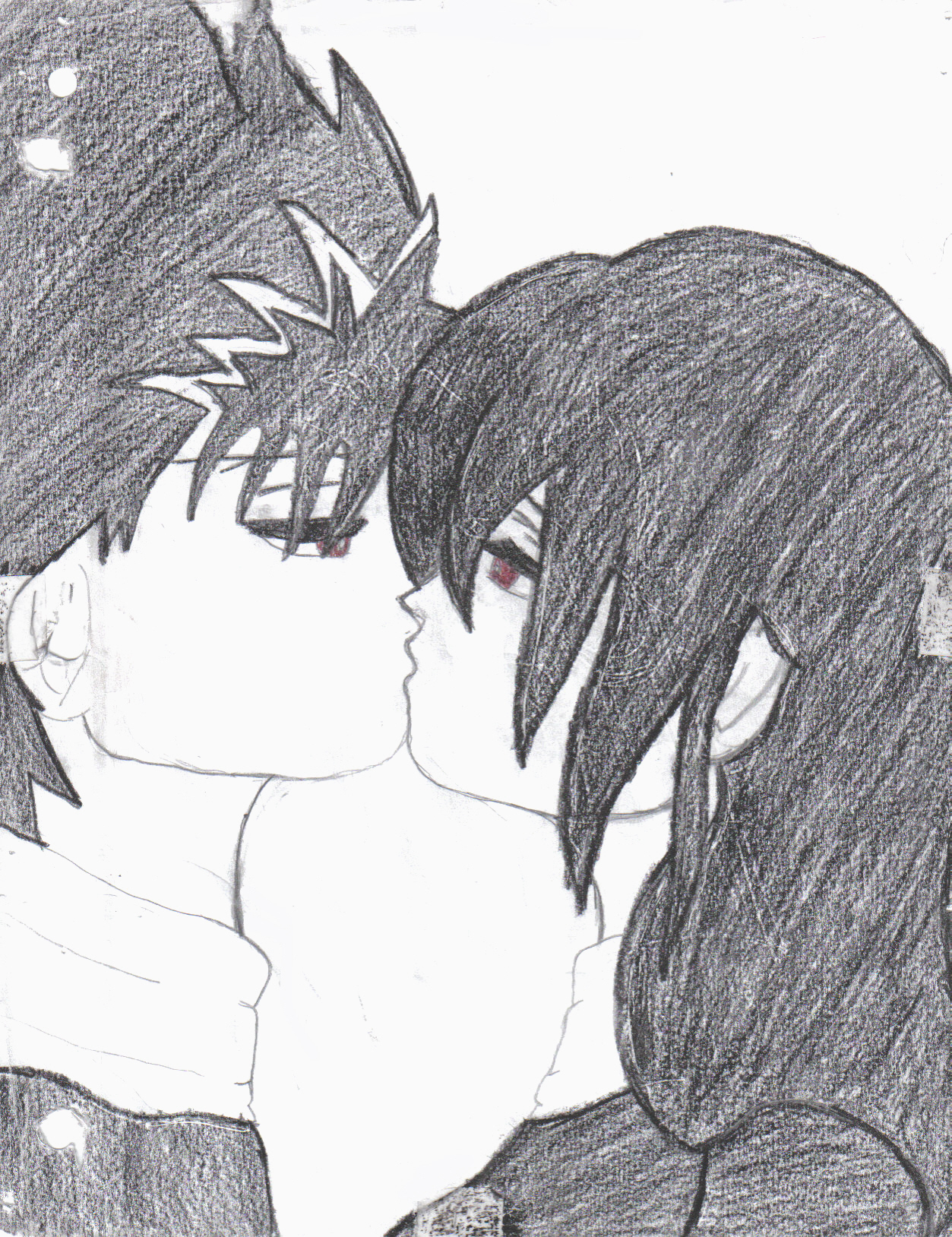 Hiei and Miraku (my O.C.) kiss by anime_lover_13