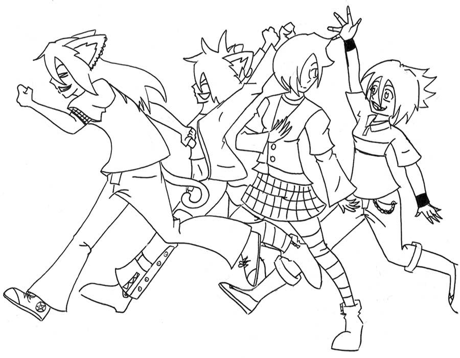 Girl Group lineart by animefanatic