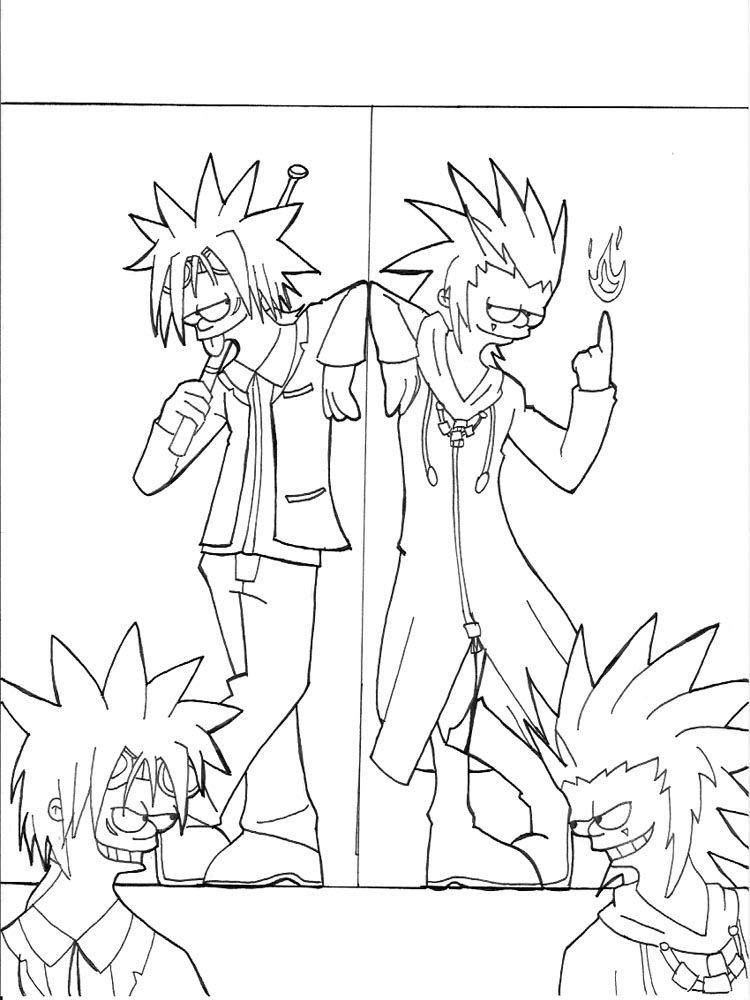 Axel and Reno- Lineart by animefanatic