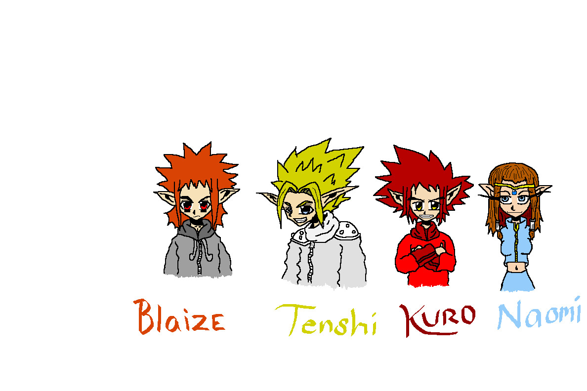 Tenshi, Blaize, Kuro, and Neko by animelover2007
