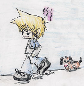 Chibi Jounouchi Followed by a Doggie by animenekokat