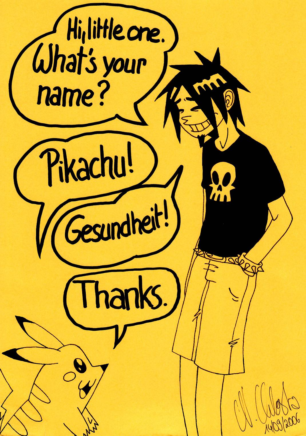 Alan from Awesome 5 meets Pikachu by antihero