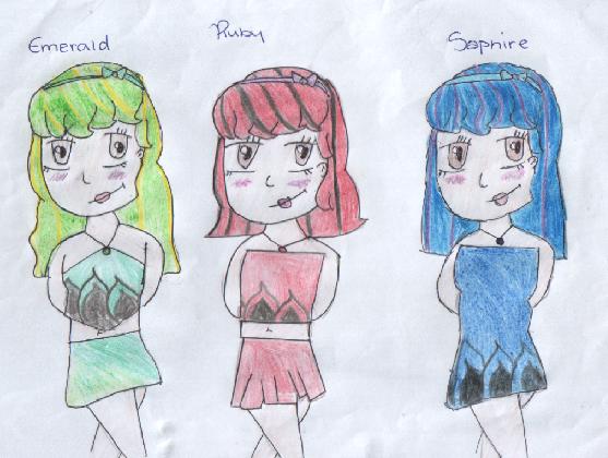 Emerald, Ruby and Sapphire by aqualad_4_me