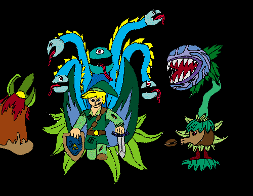 link faces killer plants by archeological-mania