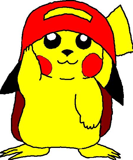 Pikachu with ash's hat by artchic528