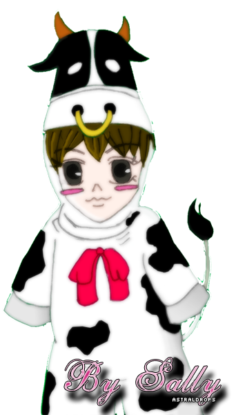 Me on a cow suit by astraldrops