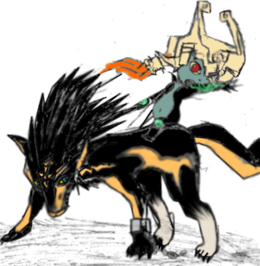 midna and link (coloured) by axelishot