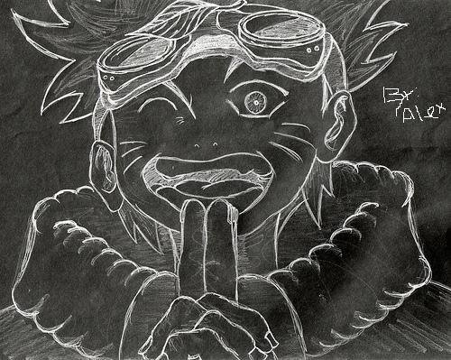chalk drawing of naruto by axle