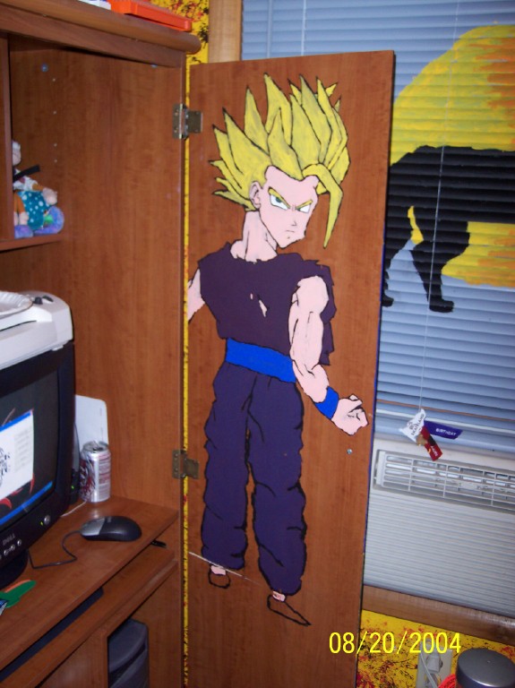 Gohan Painting On Computer Cabinit Door by aylap