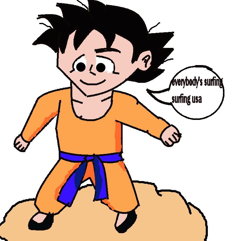 Young goku riding on nimbus by Babs