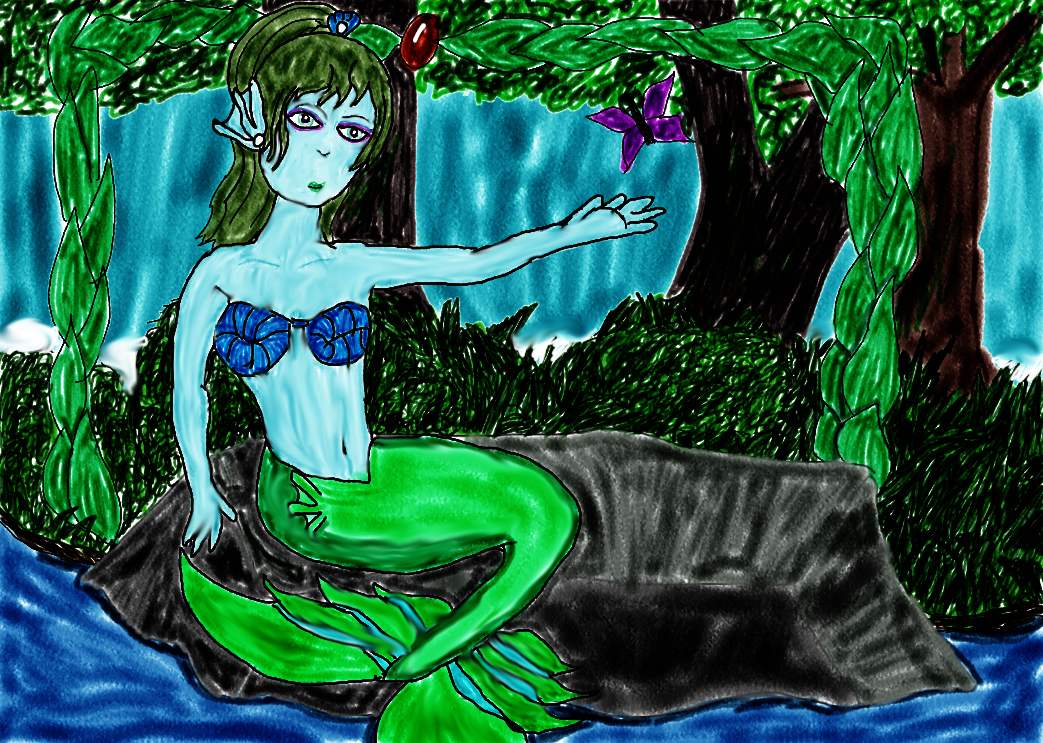 Mermaid at the waterfall by Babs