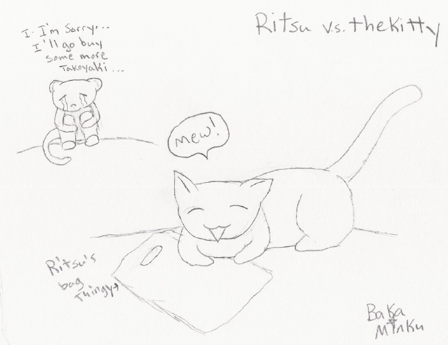 Ritsu v.s. the kitty!! by Baka_Minku
