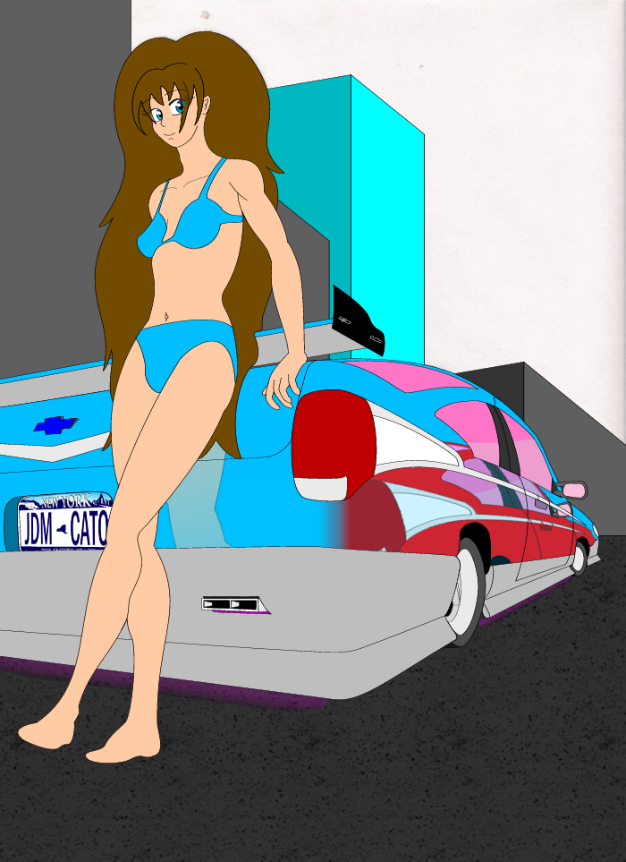 random chick with concept car (WIP 2) by Battou