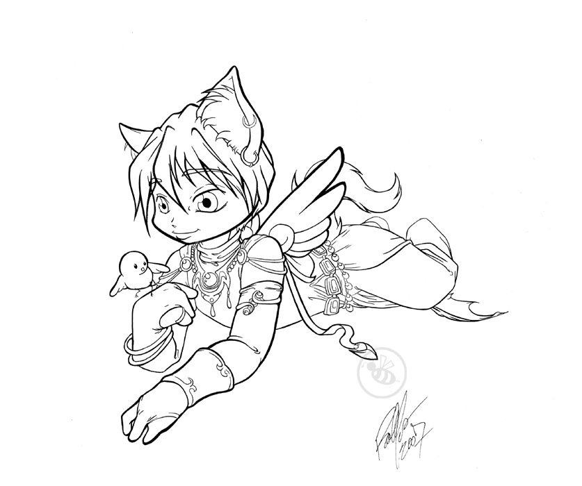 Quatre mage kitty inks by Bee-chan